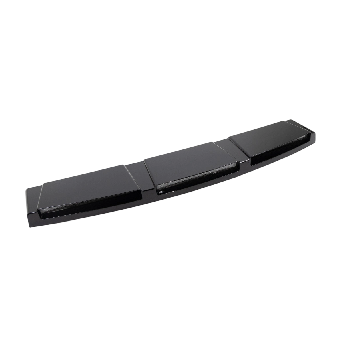 PLOMOR ABS triple roof lighting cover for Toyota LC250 in gloss black, product side view showing contour