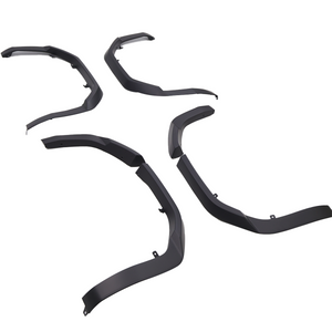 Backside detail of PLOMOR LC250 wide body fender flare, matte black ABS with tape/clip channels