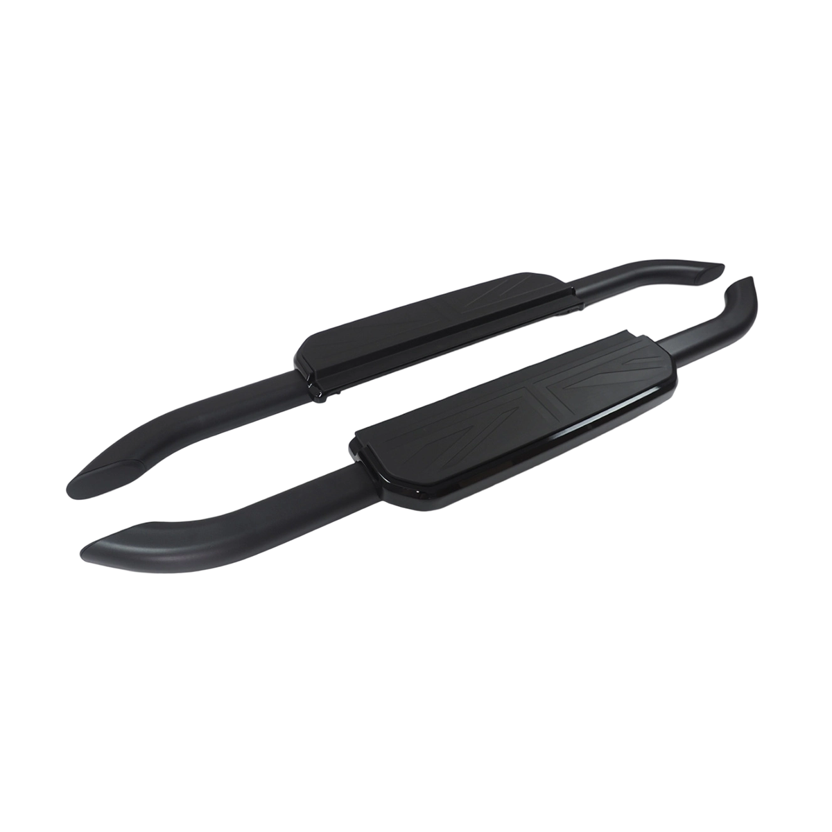 Land Rover Defender Black & Silver Aluminum Union Jack Side Steps LHD & RHD Compatible