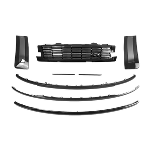 Full installed view of the premium carbon fiber exterior kit for Range Rover L460, showcasing the seamless fit of the grille, tailgate cover, and side vents for a high-performance aesthetic upgrade.
