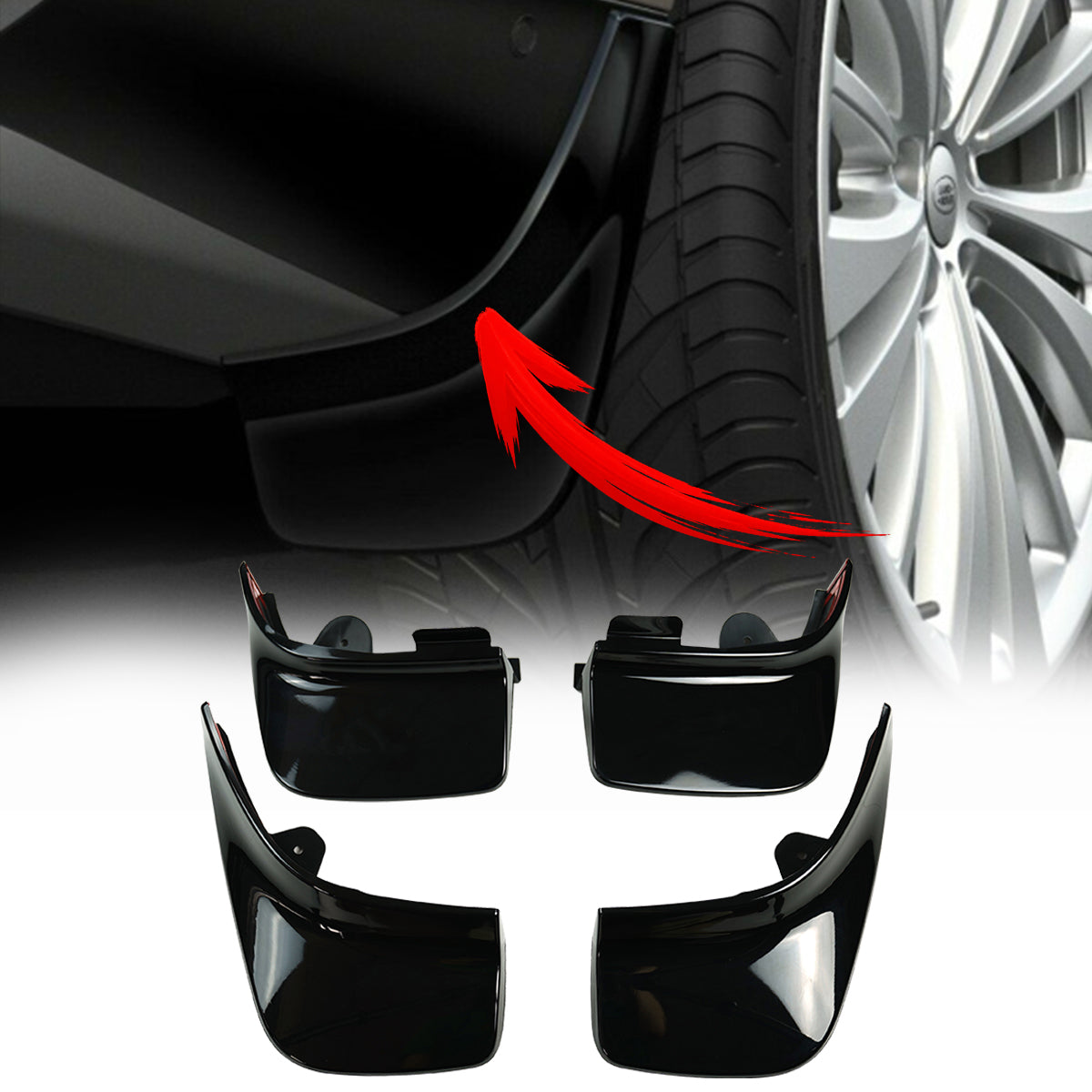 PLOMOR Gloss Black Mud Flaps for Range Rover L460 2022+