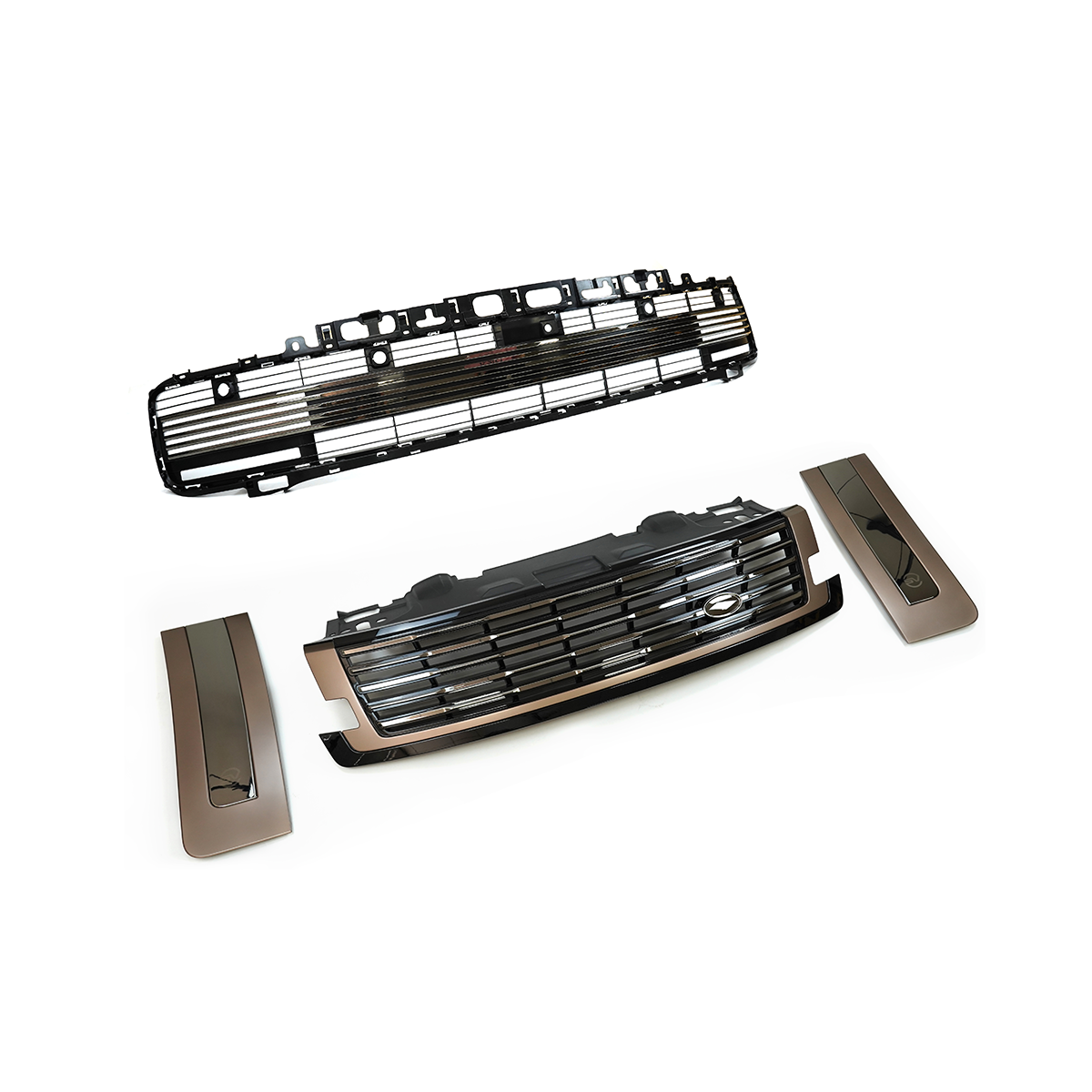 Range Rover L460 SV style front grille installed front view chrome mesh design