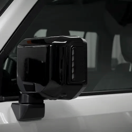 Dynamic amber LED side mirror turn signal illuminated on Toyota Land Cruiser LC250 2024+