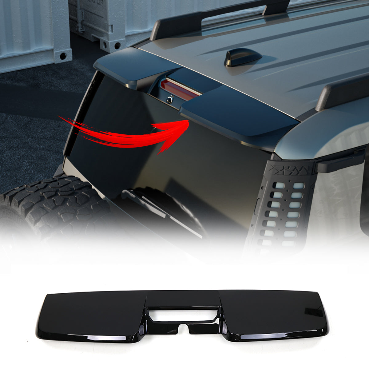 PLOMOR Gloss Black Rear Roof Spoiler for Toyota Land Cruiser LC250 2024–2027