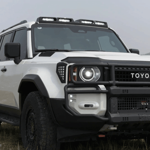 Toyota LC250 low profile four lamp roof light cover designed to reduce wind noise