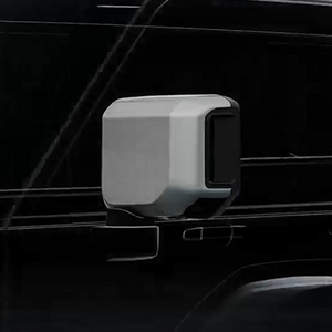 Toyota LC250 equipped with magnesium-aluminium mirror guards with GoPro mount for off-road use